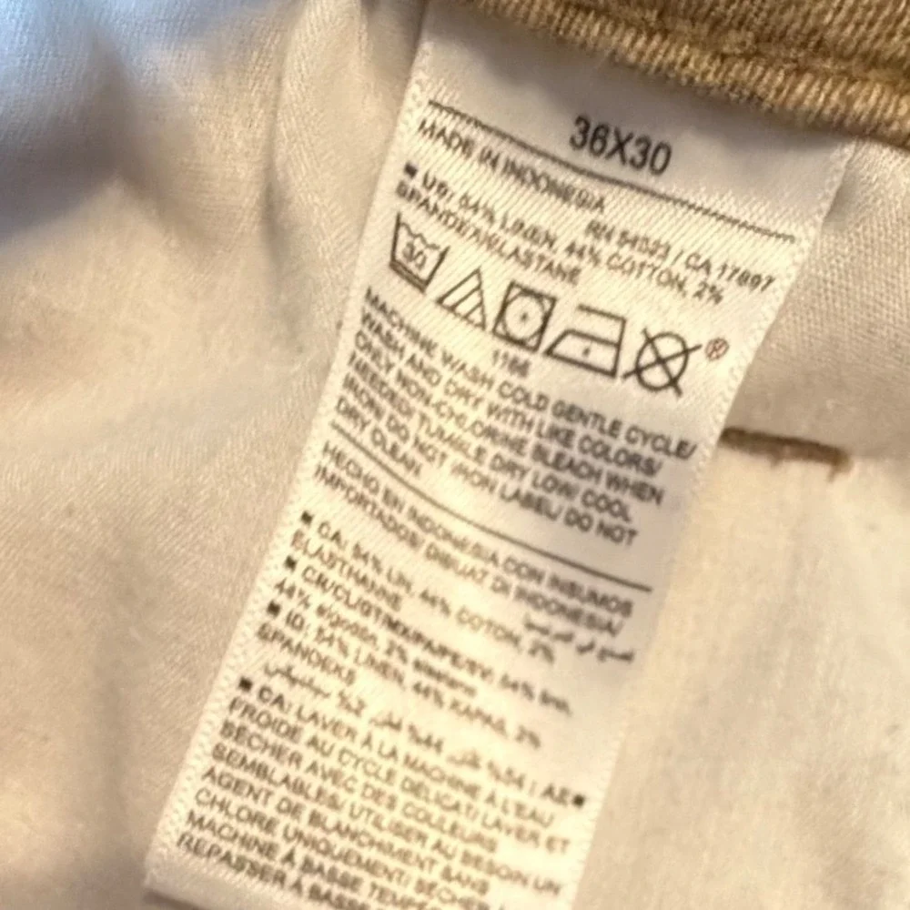 Old Navy Rotation Slim Linen Blend Pants Pale Khaki 36x30 Mens 549102-02